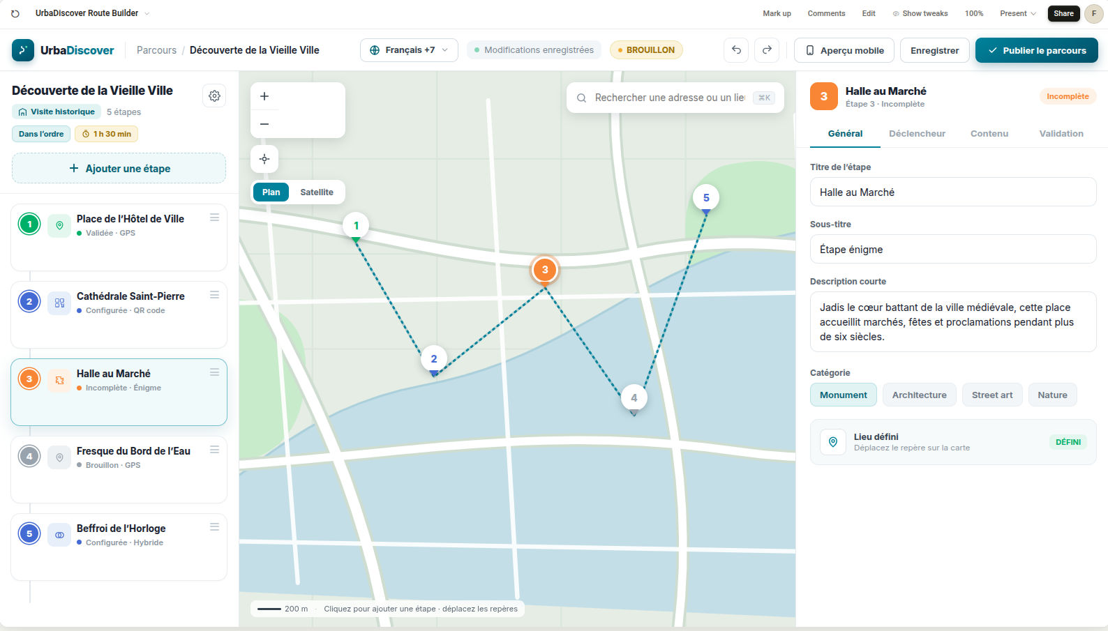 Backoffice UrbaDiscover — Constructeur de parcours
